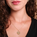 Pendant 750/18 K Yellow Gold with Emeralds and Diamonds 0.17 ct - AN-73667-SMA-GG