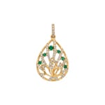 Anhänger 750/18 K Gelbgold mit Smaragden und Diamanten 0.27 ct