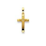 Pendentif or jaune 750/18 ct avec zircone, Croix