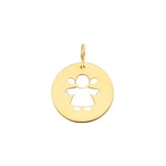 Pendentif or jaune 750/18 ct Ø 15mm, Fille