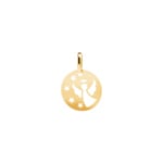 Pendentif or jaune 750/18 ct Ø 16mm, Ange gardien avec étoiles