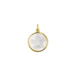 Anhänger 750/18 K Gelbgold Schutzengel mit Perlmutt Ø 18mm