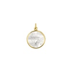 Pendant 750/18 K Yellow Gold Dove with Mother of Pearl Ø 20mm