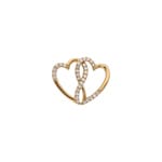 Anhänger 750/18 K Gelbgold verschlungene Herzen mit Diamanten 0.13 ct - AN-73702-GG
