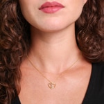Pendentif or jaune 750/18 ct Cœurs entrelacés avec diamants 0.13 ct - AN-73702-GG