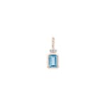 Pendentif or rosé 750/18 ct avec topaze bleue et diamants 0.01 ct H/si