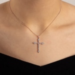 Anhänger 750/18 K Roségold mit Diamanten 1.00 ct H/si, Kreuz - AN-69258-RG