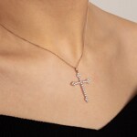 Anhänger 750/18 K Roségold mit Diamanten 1.00 ct H/si, Kreuz - AN-69258-RG