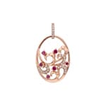 Anhänger 750/18 K Roségold mit Rubinen & Diamanten 0.11 ct