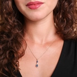 Anhänger 750/18 K Roségold mit Saphiren & Diamanten 0.10 ct - AN-73763-SAF-RG