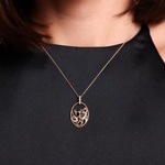 Pendant 750/18 K Rose Gold with Sapphires & Diamonds 0.11 ct - AN-73666-SAF-RG