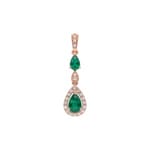 Pendentif or rosé 750/18 ct avec émeraudes & diamants 0.10 ct