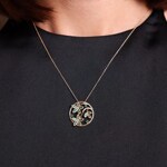 Pendant 750/18 K Rose Gold with Emeralds & Diamonds 0.14 ct - AN-73663-SMA-RG