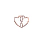 Anhänger 750/18 K Roségold verschlungene Herzen mit Diamanten 0.13 ct