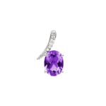 Anhänger 750/18 K Weissgold mit Amethyst oval und Diamanten 0.03 ct H/si