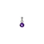 Anhänger 750/18 K Weissgold mit Amethyst rund und Diamanten 0.05 ct H/si