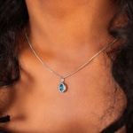 Pendant 750/18 K White Gold with oval Blue Topaz - 679071TOW