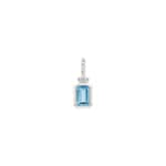 Pendant 750/18 K White Gold with Blue Topaz and Diamonds 0.01 ct H/si