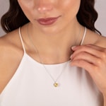 Anhänger 750/18 K Weissgold mit Citrin und Diamanten 0.01 ct H/si, Herz - AN-52263-CIT-WG