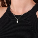 Anhänger 750/18 K Weissgold mit Diamant, Kleeblatt - ABR2030