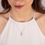 Pendant 750/18 K White Gold with Diamonds 0.04 ct H/si, Cross - AN-56683-WG