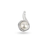 Pendentif or gris 750/18 ct avec diamants 0.04 ct H/si & perle de culture d'eau douce - PP5660/1-WG