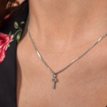 Pendant 750/18 K White Gold Key with Diamonds 0.09 ct H/si - AN-50114-WG