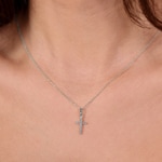 Anhänger 750/18 K Weissgold Kreuz mit Diamanten 0.10ct. H/si - 3.207.21