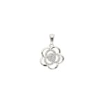 Pendentif or gris 750/18 ct avec diamants 0.15 ct H/si, Fleur