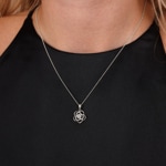 Pendant 750/18 K White Gold with Diamonds 0.15 ct H/si, Flower - AN-60813-WG