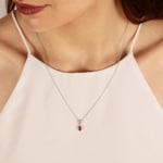 Anhänger 750/18 K Weissgold mit Rubin oval und Diamanten 0.05 ct H/si - AN-52473-RUB-WG
