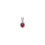 Anhänger 750/18 K Weissgold mit Rubin oval und Diamanten 0.10 ct H/si