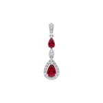 Pendentif or gris 750/18 ct avec rubis & diamants 0.10 ct