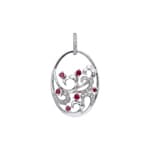 Anhänger 750/18 K Weissgold mit Rubinen & Diamanten 0.11 ct