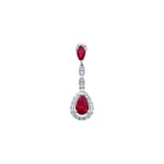 Anhänger 750/18 K Weissgold mit Rubinen & Diamanten 0.11 ct