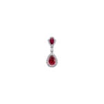Anhänger 750/18 K Weissgold mit Rubinen & Diamanten 0.16 ct
