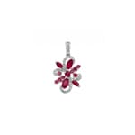 Anhänger 750/18 K Weissgold mit Rubinen & Diamanten 0.16 ct
