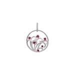 Anhänger 750/18 K Weissgold mit Rubinen und Diamanten 0.17 ct