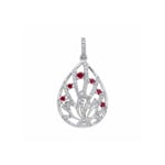 Anhänger 750/18 K Weissgold mit Rubinen und Diamanten 0.27 ct