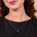 Anhänger 750/18 K Weissgold mit Saphir & Diamanten 0.09 ct H/si - AN-73396-SAF-WG