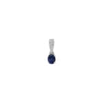Pendentif or gris 750/18 ct avec saphir ovale et diamants 0.05 ct H/si