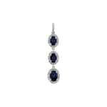 Sapphire Pendant 750/18 K White Gold with Diamonds 0.45 ct H/si