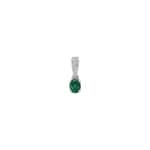 Pendentif or gris 750/18 ct avec émeraude ovale et diamants 0.05 ct H/si