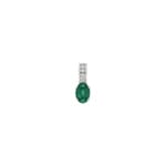 Pendentif or gris 750/18 ct avec émeraude ovale et diamants 0.05 ct H/si