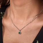 Anhänger 750/18 K Weissgold mit Smaragd oval und Diamanten 0.08 ct H/si - AN-52433-SMA-WG