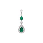 Pendentif or gris 750/18 ct avec émeraudes & diamants 0.10 ct