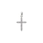 Pendentif or gris 750/18 ct 19 x 14mm avec zircones, Croix - PP1962/1