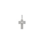 Pendentif or gris 750/18 ct Croix avec zircones - PP0402-02