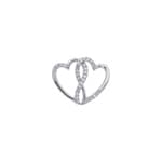 Anhänger 750/18 K Weissgold verschlungene Herzen mit Diamanten 0.13 ct