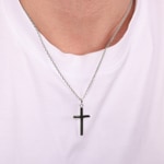 Pendant 925 Silver rhodium-plated 18x32mm, Cross - 316046